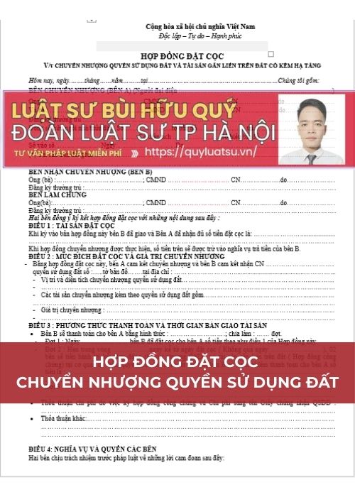 Hợp đồng đặt cọc chuyển nhượng quyền sử dụng đất